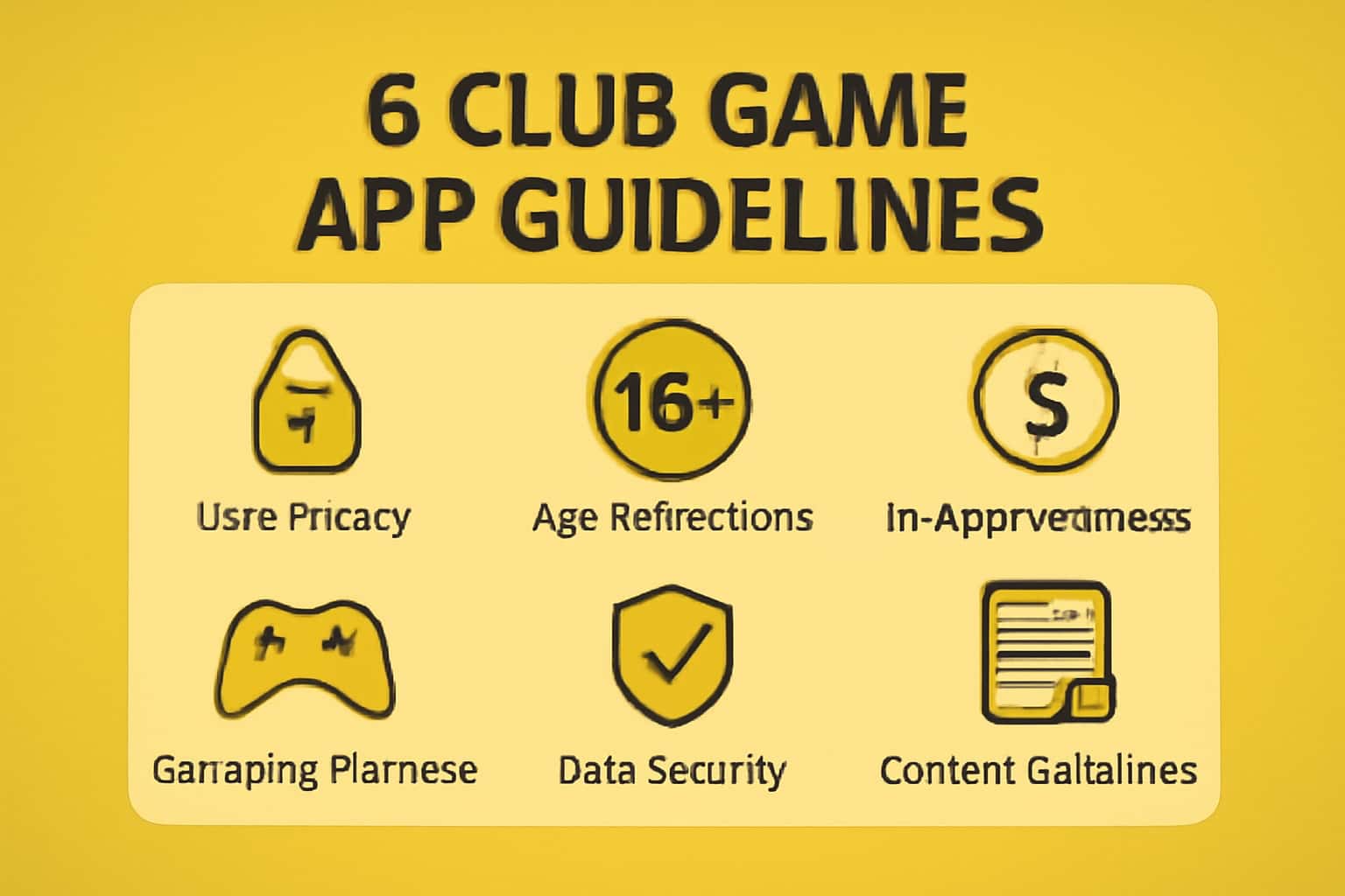 An informative scene depicting the 6 Club Game App Guidelines with a focus on user support.