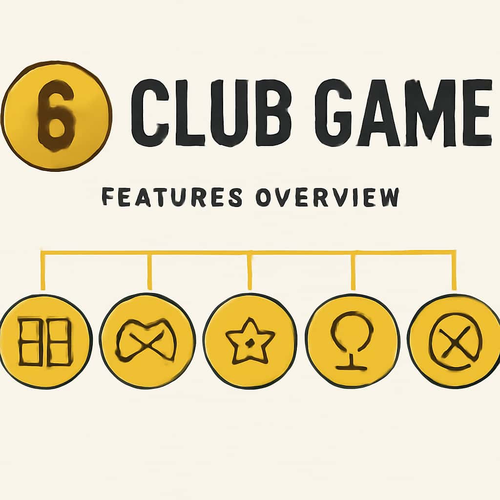 Diagram explaining 6 Club Game Features
