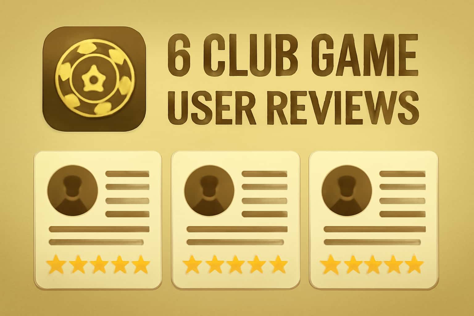 An informative scene showcasing user reviews for 6 Club Game with neutral lighting.