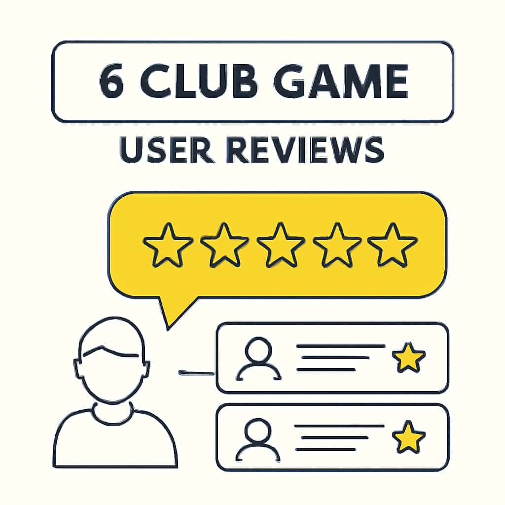 An educational illustration regarding user reviews for 6 Club Game.