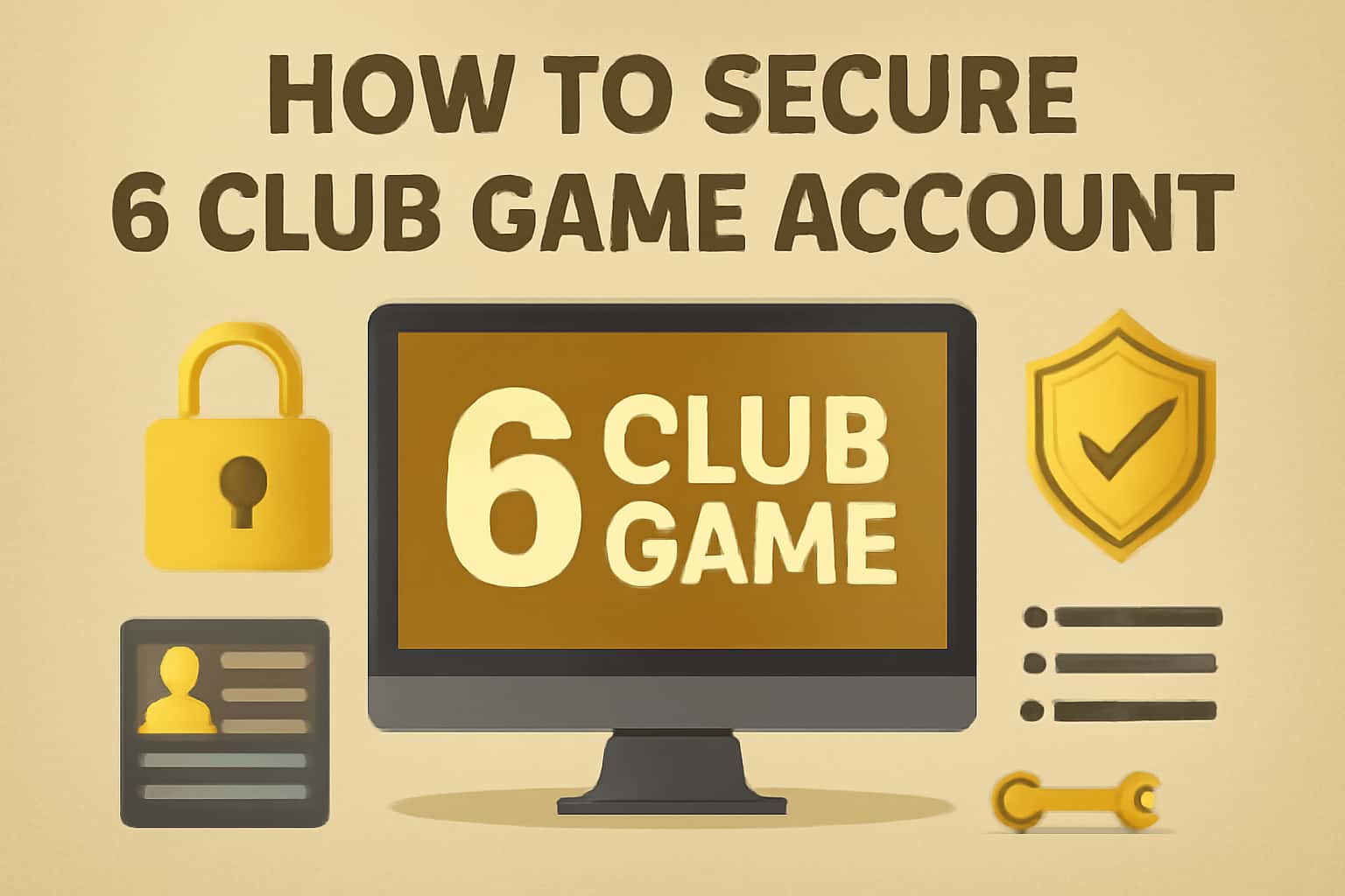 An informative scene about securing a 6 Club Game account with relevant text.