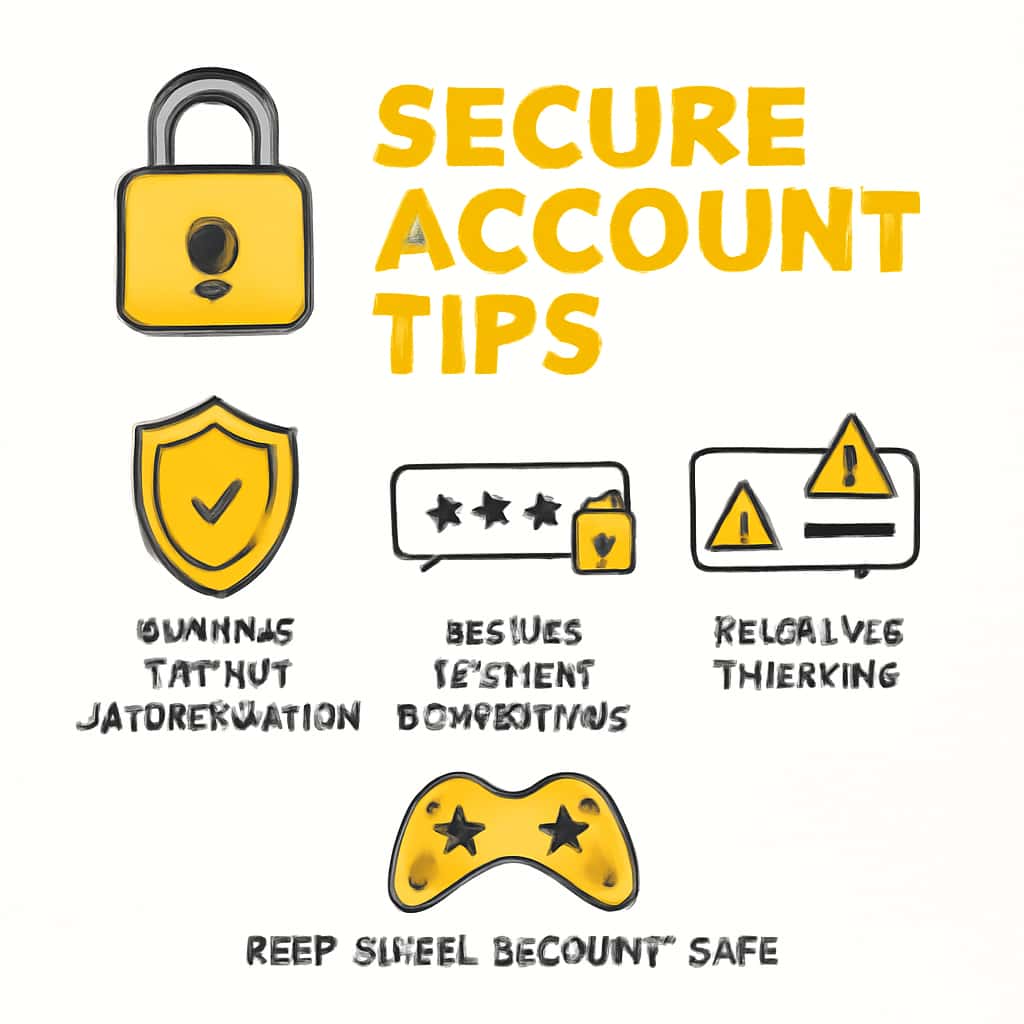 A diagram illustrating tips for securing a game account.